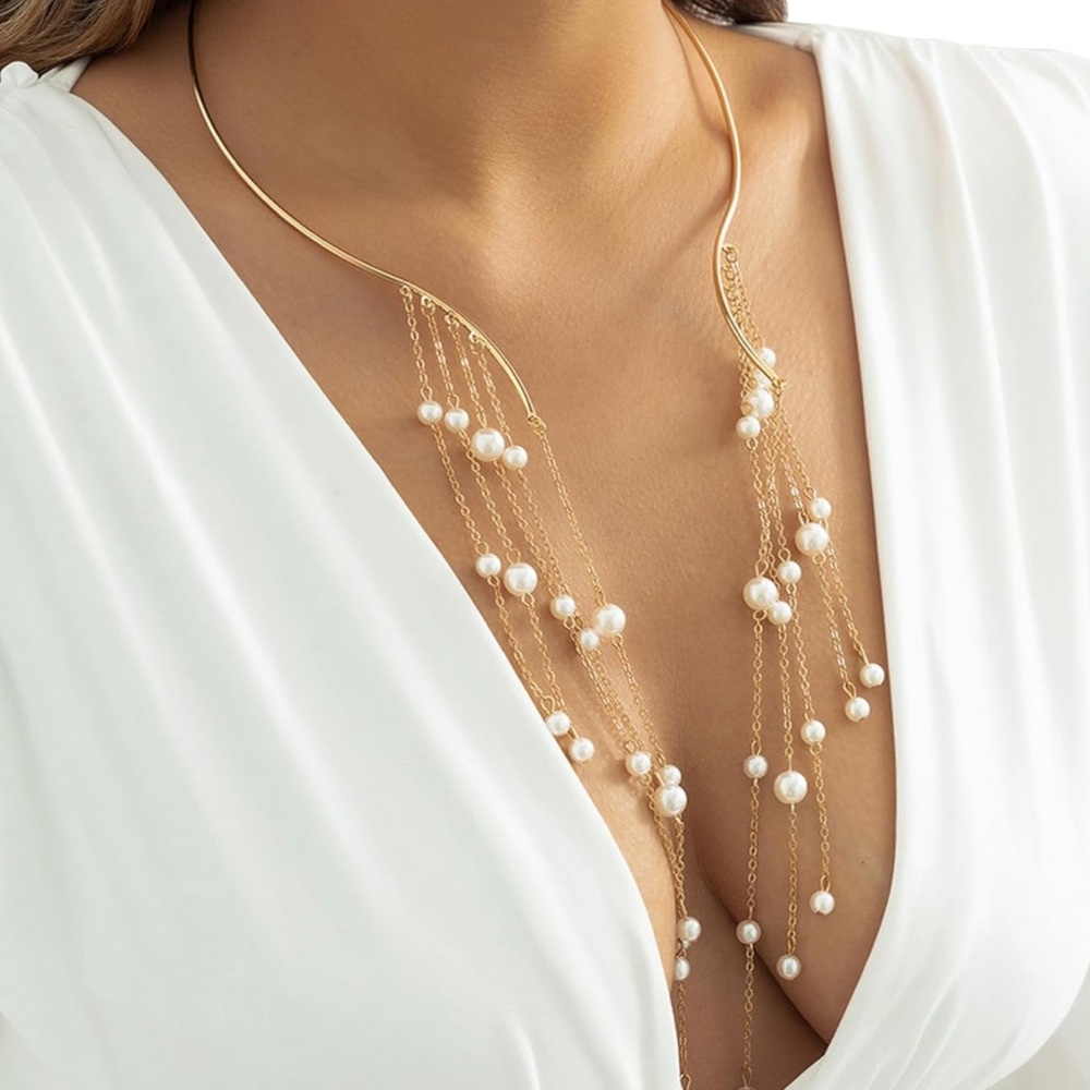 Anthropologie Pearl Choker Statement Necklace - Picture 2 of 9